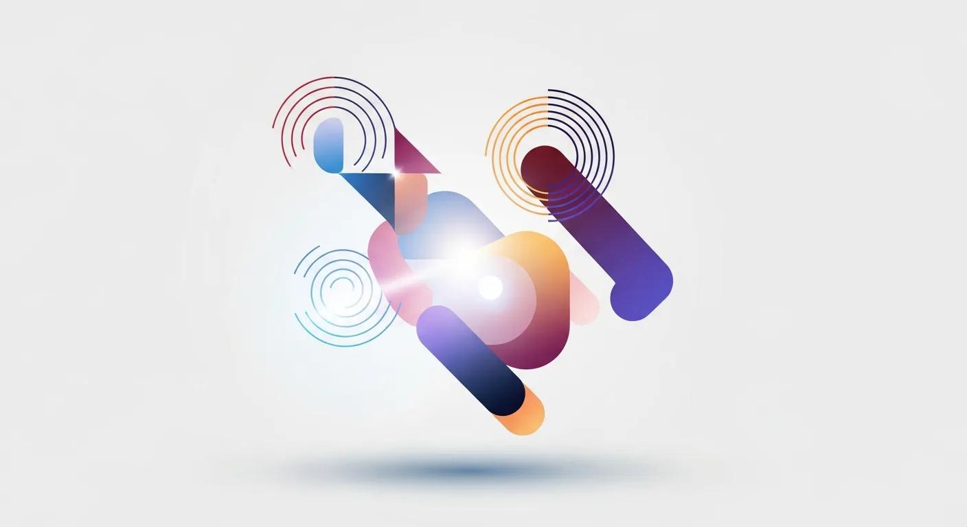 Abstract geometric shapes in vibrant colors representing dynamic media strategies and tailored marketing solutions for diverse audiences.